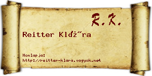 Reitter Klára névjegykártya